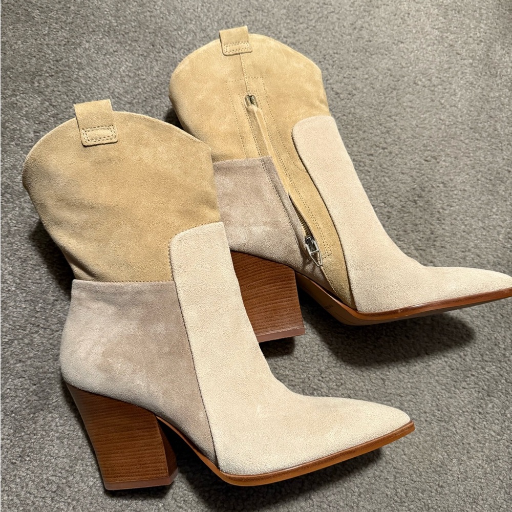 Dolce Vita Tan and Cream Ankle Booties